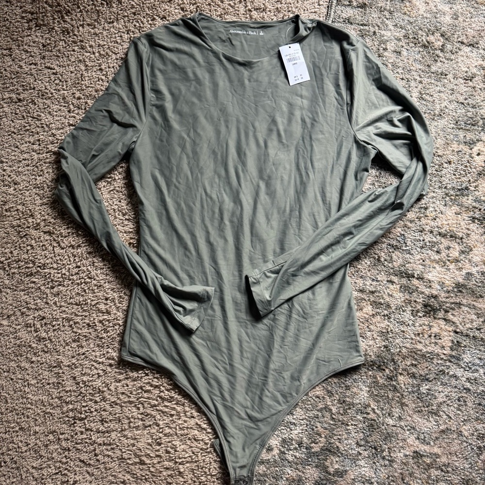 Abercrombie Seamless Olive Green Long Sleeve Bodysuit